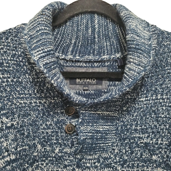 BUFFALO DAVID BITTON Blue Knit Pull Over Sweater Size M - Picture 4 of 7